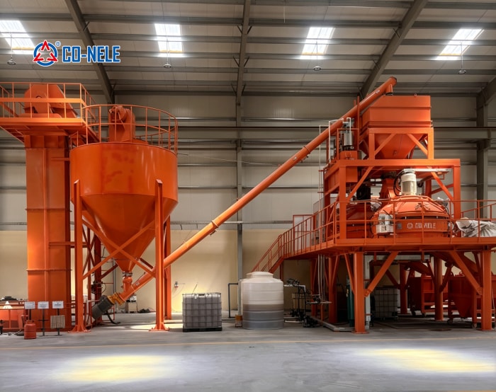 CO-NELE CMP750 & CMP2000 planetary mixers installed at Saudi UHPC curtain wall production site