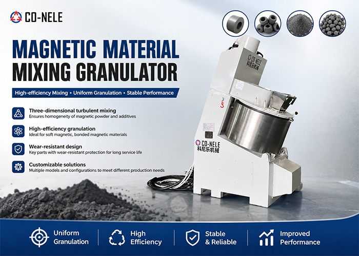 CO-NELE CRV09F Magnetic Material Mixing Granulator — Mixing, Granulating, Heating, and Cooling