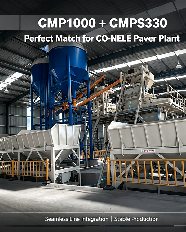 Paver Concrete Mixing Plant with CMP1000 & CMPS330 Planetary Mixer in South Africa