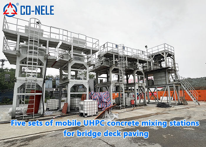 CO-NELE Five Portable UHPC Concrete Mixing Stations for Bridge Deck Paving