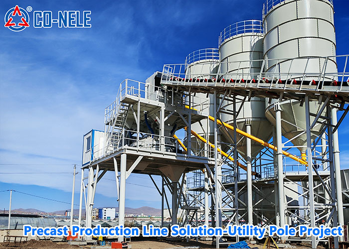 Mongolia Batching Plant Project: CO-NELE CMP3000 Planetary Concrete Mixer for Utility Pole