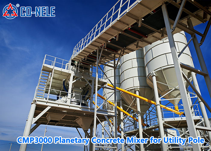Mongolia Batching Plant Project: CO-NELE CMP3000 Planetary Concrete Mixer for Utility Pole