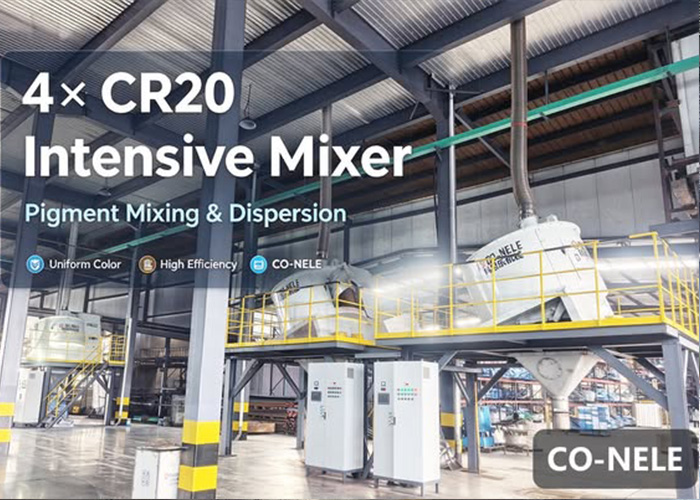 Four CO-NELE CR20 intensive mixers for pigment powder production line Four CO-NELE CR20 intensive mixers for pigment powder production line